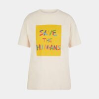 T-shirt droit Save The Humans coton organique Beige Thinking Mu