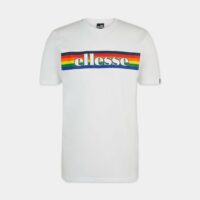 T-shirt droit coton bandes multicolore signature Blanc Ellesse