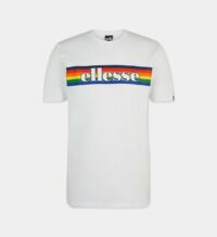 T-shirt droit coton bandes multicolore signature Blanc Ellesse