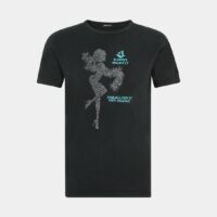 T-shirt droit coton imprimé silhouette femme et lettrage Noir Replay