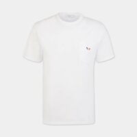 T-shirt droit coton logo renard tricolore Blanc Maison Kitsuné