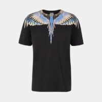 T-shirt droit coton sérigraphie contrastante ailes Noir Marcelo Burlon