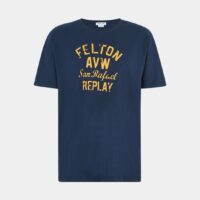 T-shirt droit coton signature Bleu Replay