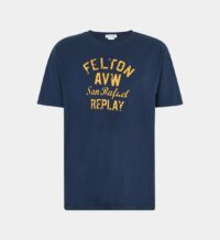 T-shirt droit coton signature Bleu Replay