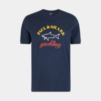 T-shirt droit coton signature et requin Bleu Paul And Shark