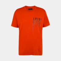 T-shirt droit coton signature et traces de peinture Orange Amiri