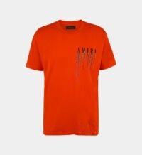 T-shirt droit coton signature et traces de peinture Orange Amiri