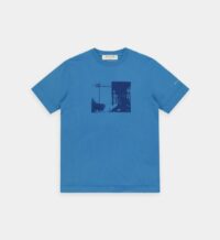 T-shirt droit double print en coton Bleu Alyx