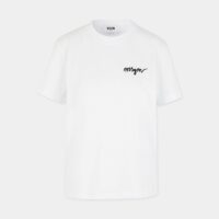 T-shirt droit griffe coton Blanc MSGM