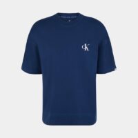 T-shirt droit homewear coton monogramme Bleu Calvin Klein