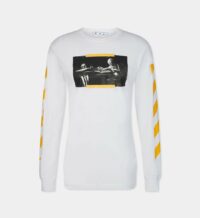T-shirt droit manches longues Caravaggio penture chevrons coton Blanc Off White