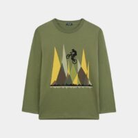 T-shirt fantaisie manches longues coton Vert IL GUFO