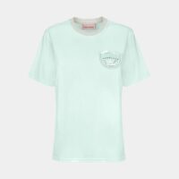 T-shirt glitter Water Patch coton Bleu Chiara Ferragni