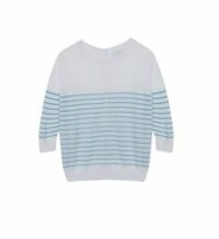 T-shirt manches longues rayé en lin flammé - Tanguy Blanc Maison Montagut