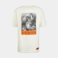 T-shirt oversize long signature et hérons coton Beige Heron Preston