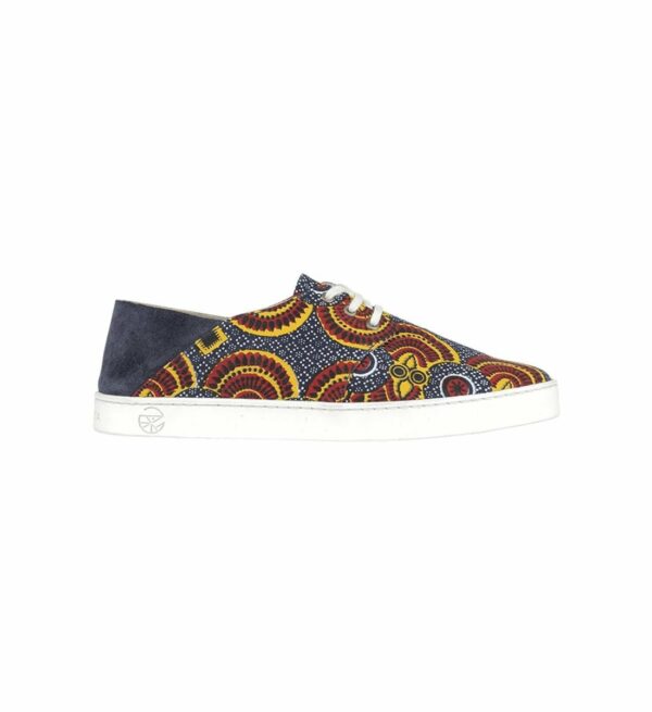 Tennis basses Babouche wax Bleu Panafrica