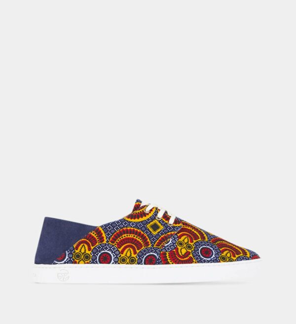 Tennis basses Babouche wax Bleu Panafrica