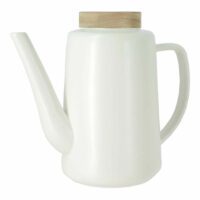 Théière Enzo porcelaine blanc avec couvercle acacia 1