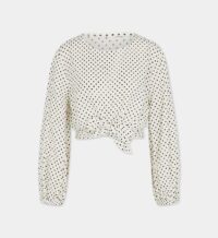 Top Biscotti court pois coton organique Beige Peony