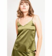 Top V en Soie Vert Vannina Vesperini