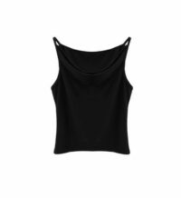 Top à col bénitier vintage 1990s fabriqué en France Noir CrushOn