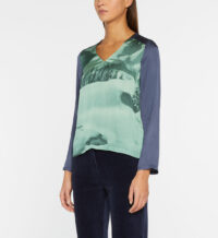 Top satiné bicolore manches longues imprimé paysage Bleu Nice Things