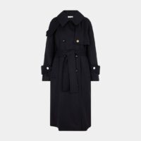 Trench femme mi long laine Bleu Victoria Beckham