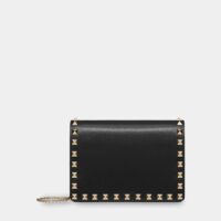 Valentino Garavani Pochette à bandoulière chaîne Rockstud en cuir Noir Valentino Garavani