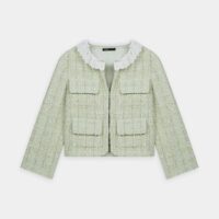 Veste Vinova tweed et col dentelle Vert Maje