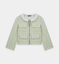 Veste Vinova tweed et col dentelle Vert Maje