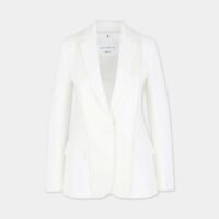 Veste costume cintrée double layer laine Blanc Victoria Beckham