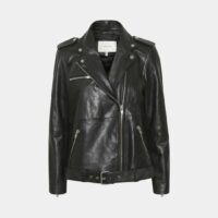 Veste droite ZoraGZ courte en cuir Noir Gestuz