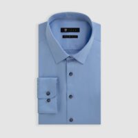 Chemise satin slim bleu-pastel Satinslim"" - Izac