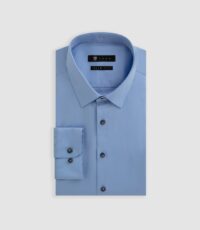 Chemise satin slim bleu-pastel Satinslim"" - Izac