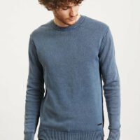 PULL COL ROND VINTAGE BLEU - Izac