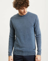 PULL COL ROND VINTAGE BLEU - Izac