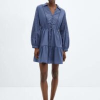 Robe chemisier détails brodés - Mango