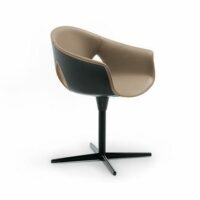 Chaise en cuir à 4 branches avec accoudoirs - Poltrona Frau