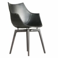 Chaise en cuir avec accoudoirs - Driade