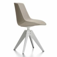 Chaise pivotante rembourrée en cuir avec chevalet - Mdf Italia