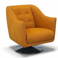 Fauteuil pivotant rembourré en cuir avec accoudoirs - Rossini Sofas