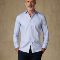 Chemise cintrée Nelson en twill bleu cafe coton