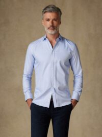 Chemise cintrée Nelson en twill bleu cafe coton