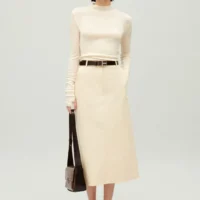 Jupe midi beige clair