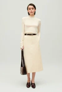 Jupe midi beige clair