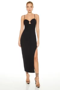 ROBE LONGUE FENDUE NOIRE FOREVER 21