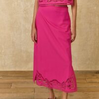 Jupe Midi Droite À Broderies