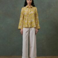 Pantalon Large En Velours 7/8ème