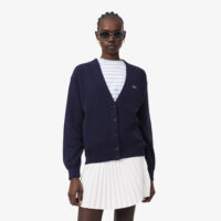 Cardigan Col V Point Mousse Coton-LACOSTE