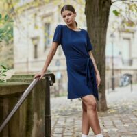 Robe Fluide À Nouer Col Rond Manches Courtes RUSLA-LA PETITE ETOILE